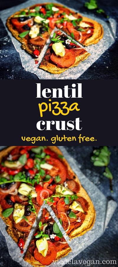 Lentil pizza crust. Vegan, gluten free, yeast free.